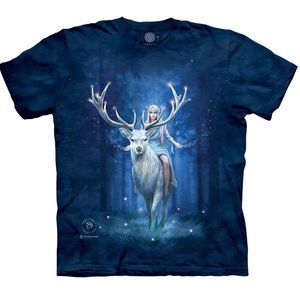 The Mountain Fairy Forest Deer Stag Elk Woman Fantasy Ann Stokes T-Shirt S-3X